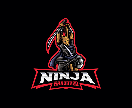 Kangaroo ninja icon vector