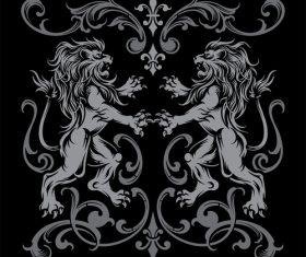 Lion heraldic ornament illustration vector
