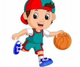 Little boy playing basketball vector