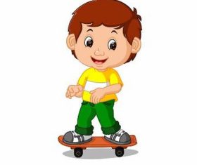 Little boy vector playing skateboard