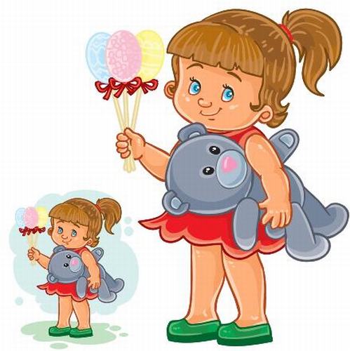 Little girl with toy vector
