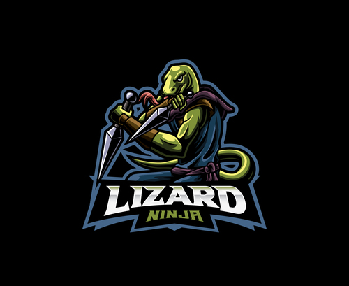 Lizard ninja icon vector