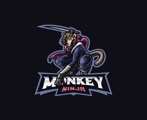 Monkey ninja icon vector