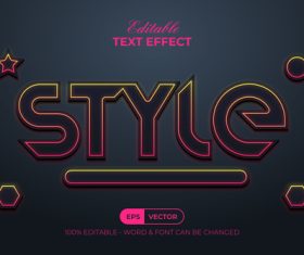 Neon light 3d text effect vector