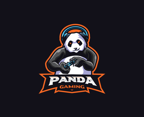Panda gamer icon vector
