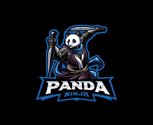Panda ninja icon vector