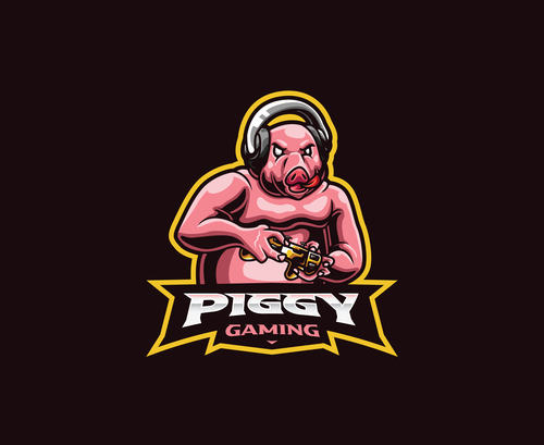 Pig gamer icon vector