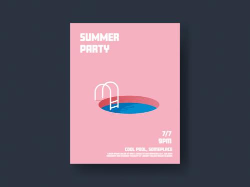 Pool party summer poster vector