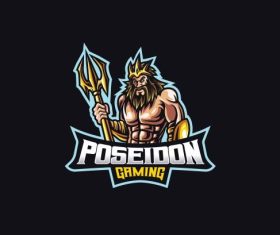 Poseidon cartoon icon vector