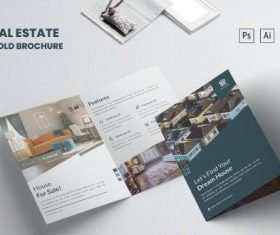 Real estate bifold brochure template vector
