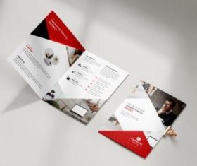 Red color bifold brochure vector