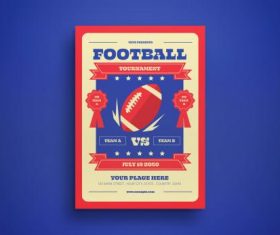 Red flat illustration football tournament flyer vector