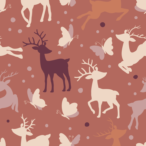 Reindeer seamless pattern vector