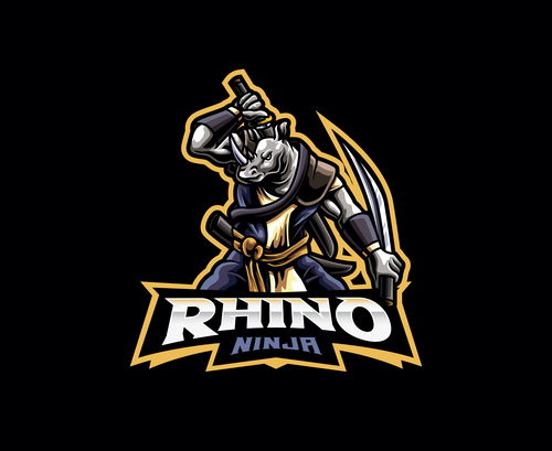 Rhino ninja icon vector