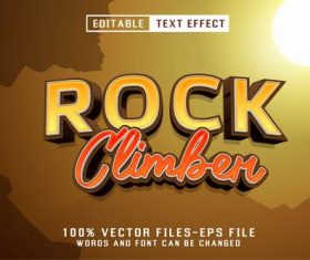 Rock climber editable text effect vector