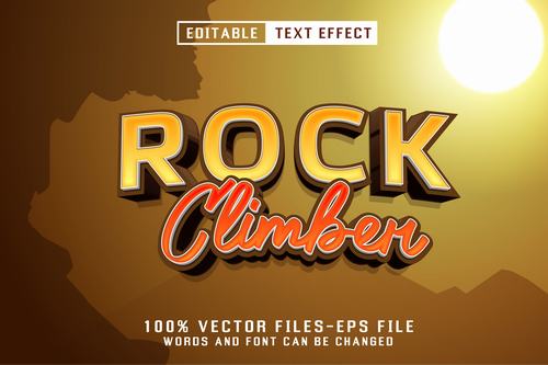 Rock climber editable text effect vector