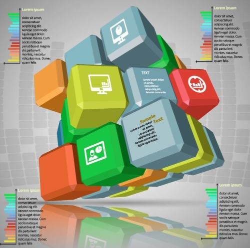 Rubiks cube style infographics vector