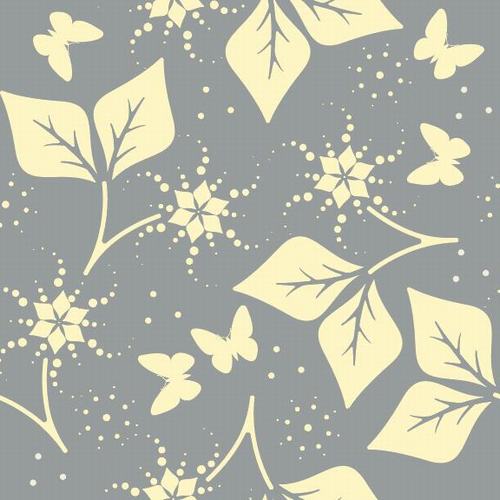 Seamless background vector for leaves and butterflies