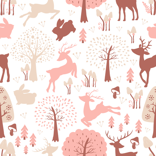 Seamless patterns of animals in the forest vector