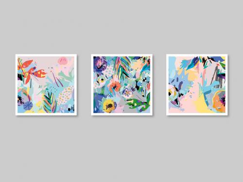Set of creative floral cards vector