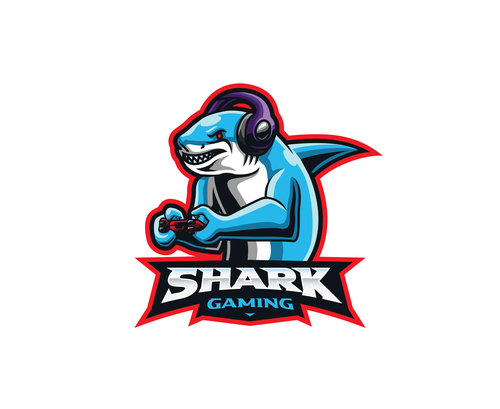 Shark gamer icon vector
