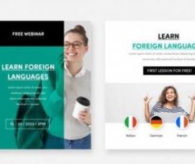 Social media for course of foreign languages vector