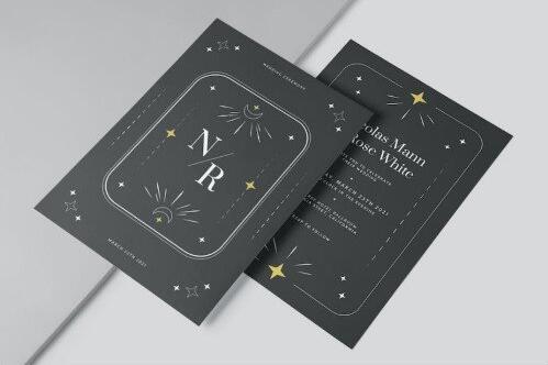 Stary night wedding invitation vector