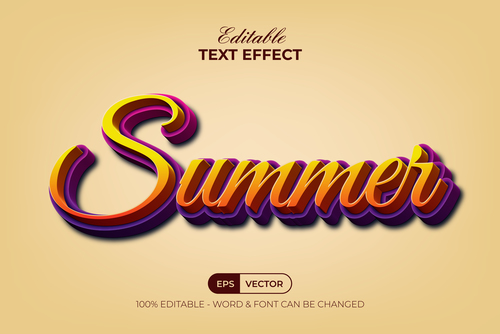 Summer 3d text effect vector