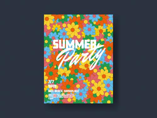 Summer party flower poster vector