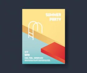 Summer party poster template with pool vector