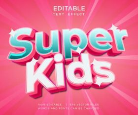 Super kids 3d text editable vector