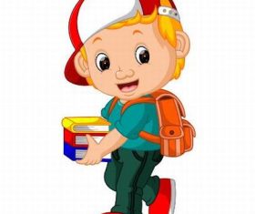 The little boy vector with few books
