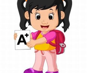 The little girl is holding a letter card vector