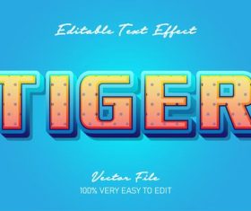 Tiger 3d text editable vector