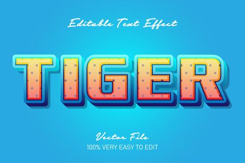 Tiger 3d text editable vector