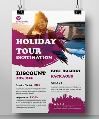 Travel flyer design template vector