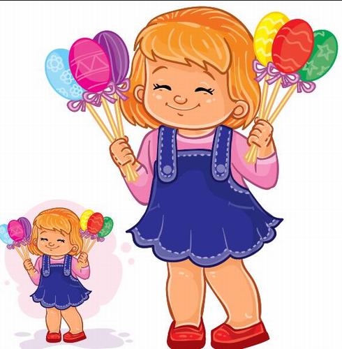 Vector a little girl holding lollipop
