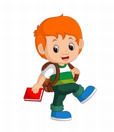 Vector little boy carrying a backpack