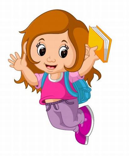 Vector little girl with notebook