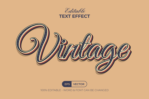 Vintage layered 3d text effect vector