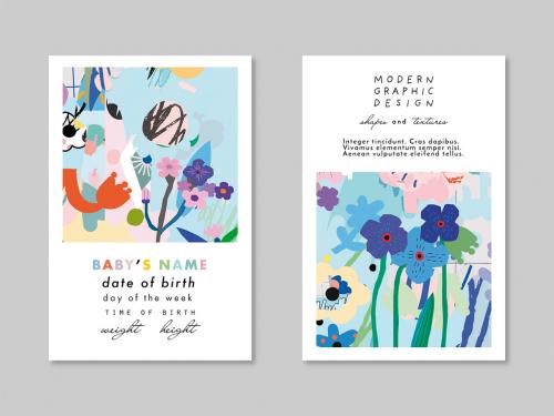 Watercolor abstract floral cards vector