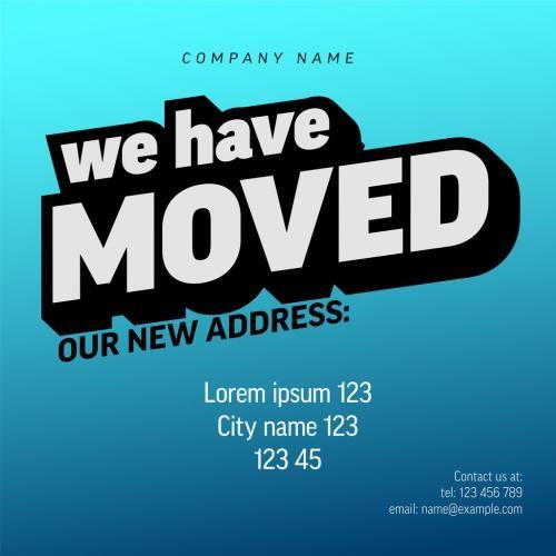 We have moved blue minimalistic flyer vector