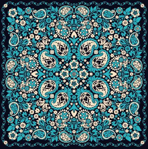 White and blue national style decorative pattern vector