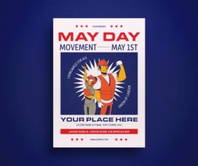 White flat design may day flyer vector
