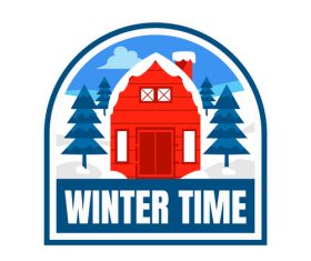 Winter badge sticker square vector