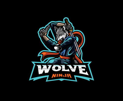Wolf ninja icon vector