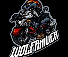 Wolf raider cartoon icon vector