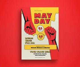 Yellow may day flyer vector