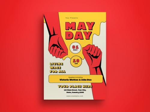Yellow may day flyer vector