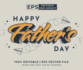 Happy fathers day 3d text effect vector